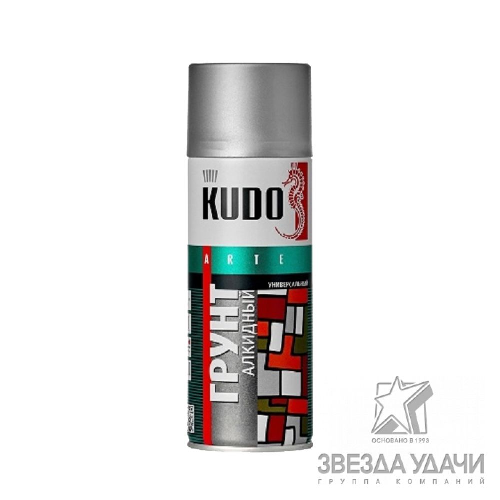Грунт универсальный KUDO, серый, алкидный, аэрозоль, 520мл